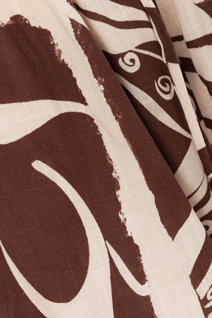 Cream and Brown Painted Tiles Print Scarlet Shorts