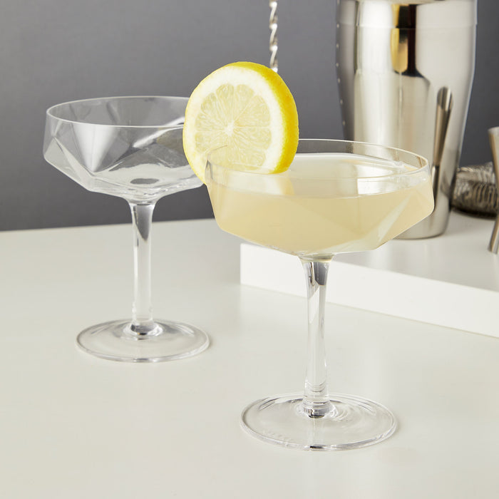 Seneca Faceted Coupe Glasses Set of 2 (Online Only)