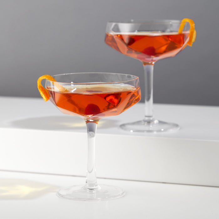 Seneca Faceted Coupe Glasses Set of 2 (Online Only)
