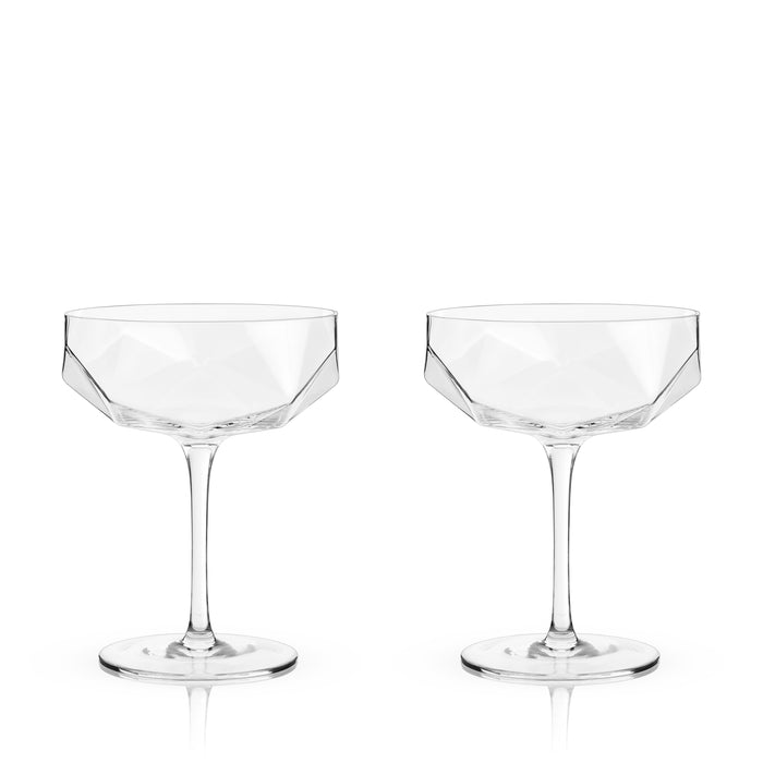 Seneca Faceted Coupe Glasses Set of 2 (Online Only)