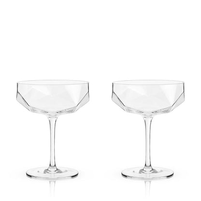 Seneca Faceted Coupe Glasses Set of 2 (Online Only)
