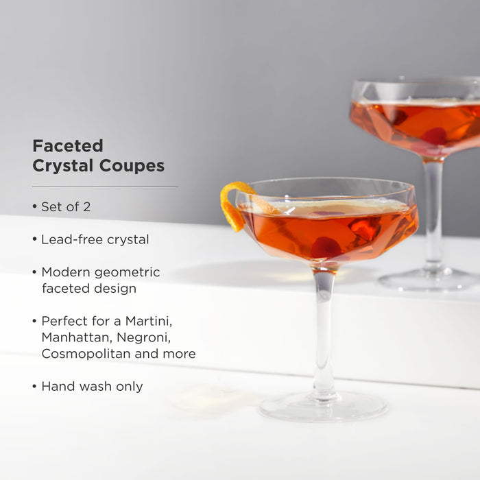 Seneca Faceted Coupe Glasses Set of 2 (Online Only)