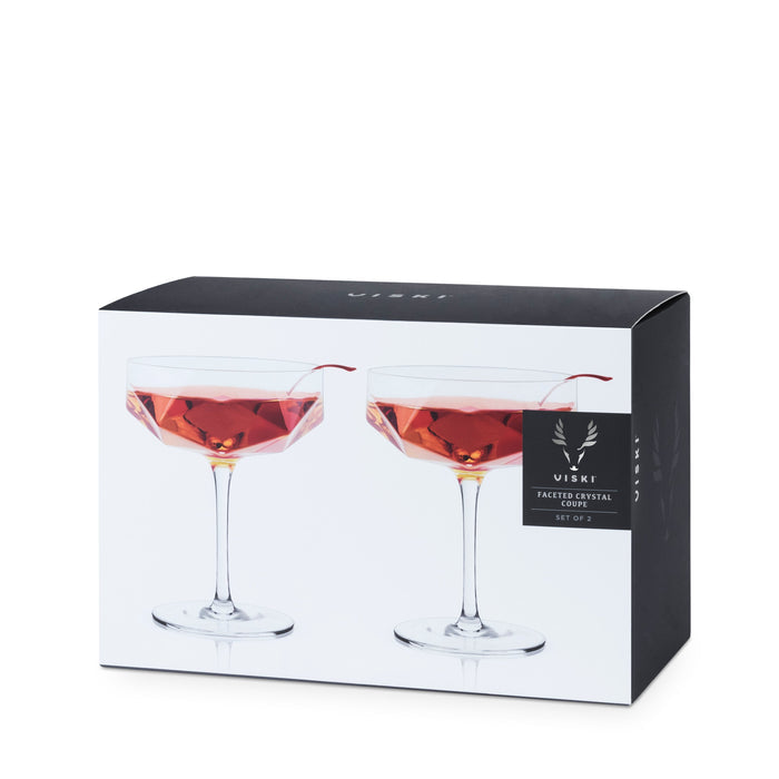 Seneca Faceted Coupe Glasses Set of 2 (Online Only)