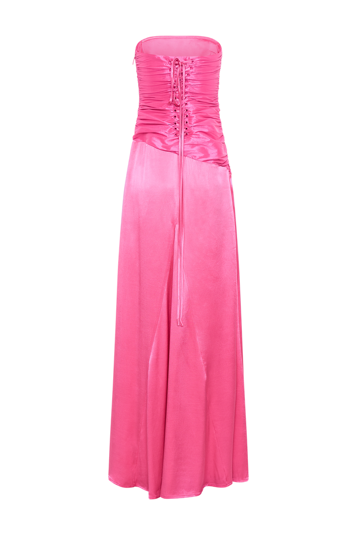 Serena Strapless Taffeta Maxi Dress - Crimson Pink