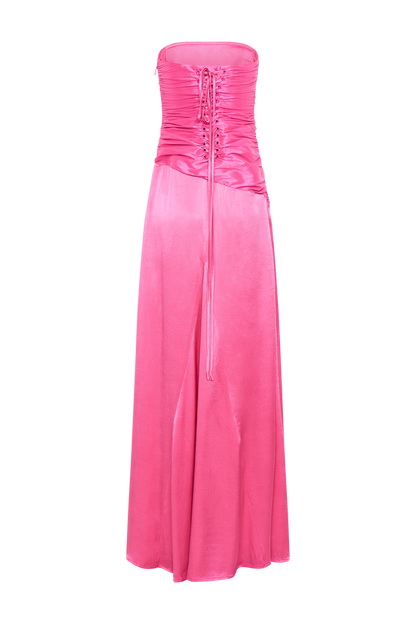 Serena Strapless Taffeta Maxi Dress - Crimson Pink