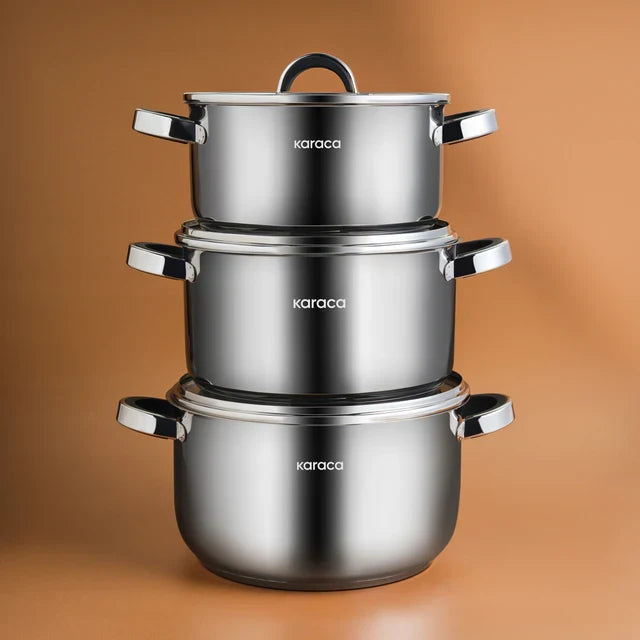 Set de casseroles en acier Karaca Magnus XLarge à fond induction – 6 pièces