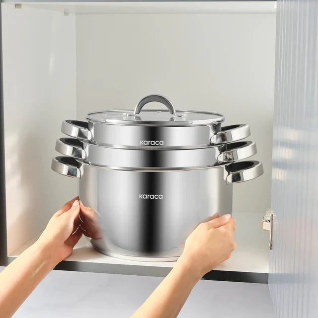 Set de casseroles en acier Karaca Magnus XLarge à fond induction – 6 pièces