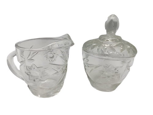 Set Vintage Anchor Hocking Star of David Sugar/Creamer.