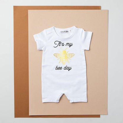 Shorts "It's My 1st Bee Day" Slim Fit Birthday Romper
