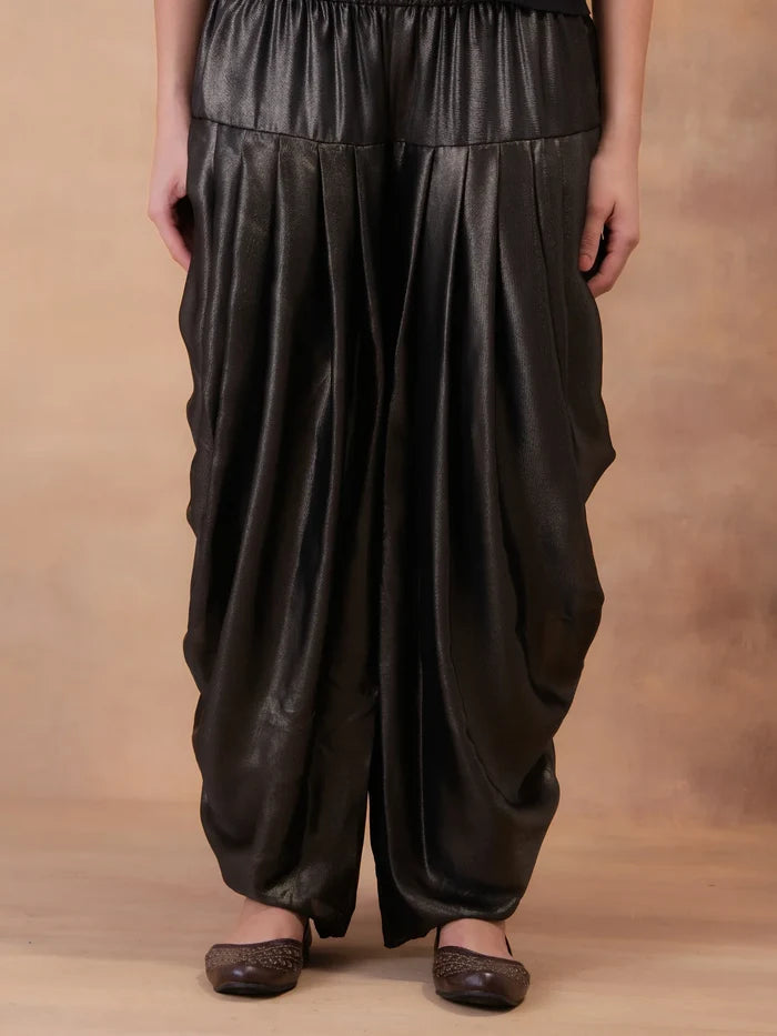 Showdown Steel Drape Tunic With Dhoti Pants
