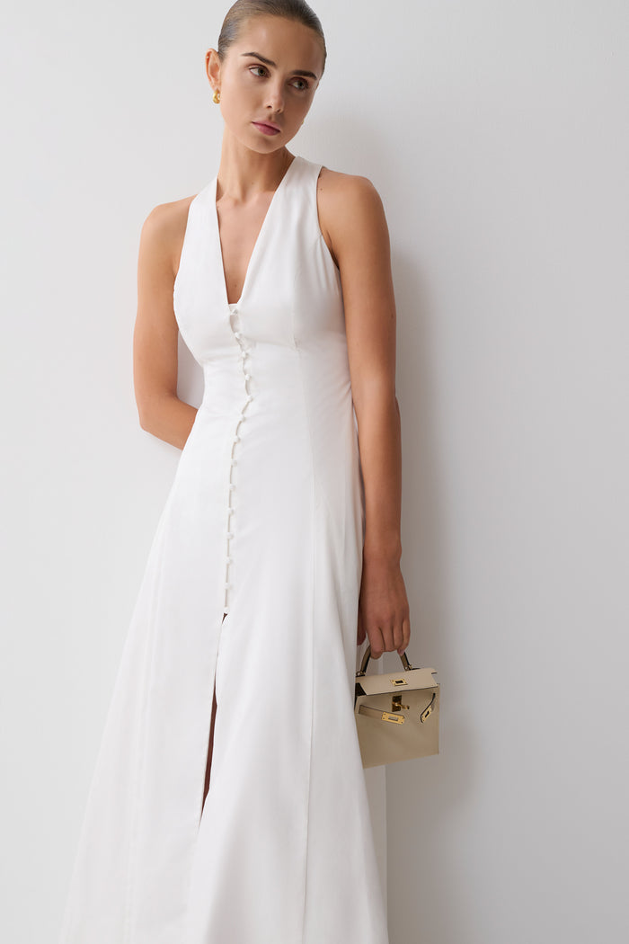Sienna Button Down Maxi Dress - White