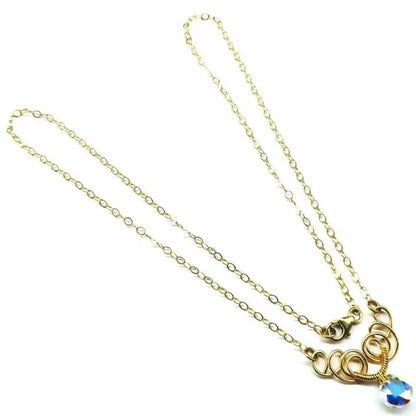 Sparkly Crystal AB Wire Sculpted 14 KT Gold Filled Necklace featuring elegant wire design and crystal charm.