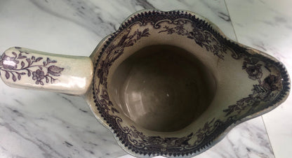 Staffordshire England Mulberry Purple Transferware Pitcher.