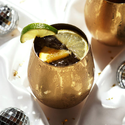 Stainless Steel Stemless Wine Glasses in Gold Set of 2 (Online Only)