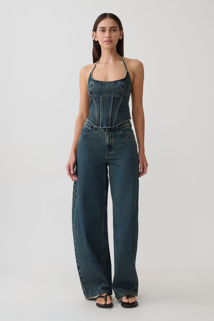 Stephanie Barrel Denim Jeans - Vintage Blue