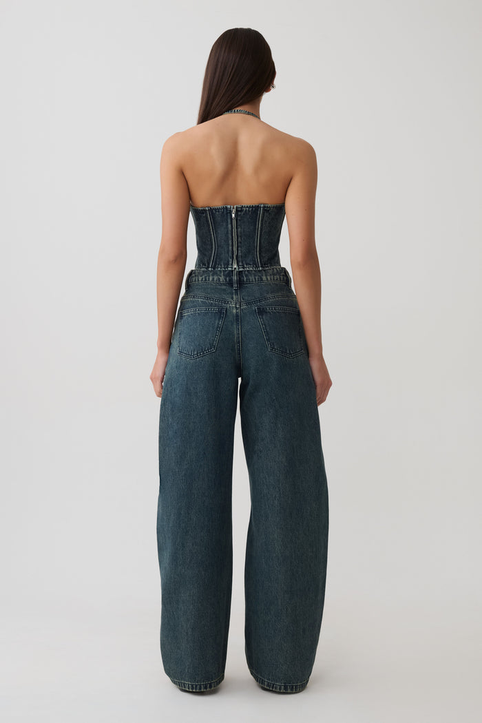 Stephanie Barrel Denim Jeans - Vintage Blue