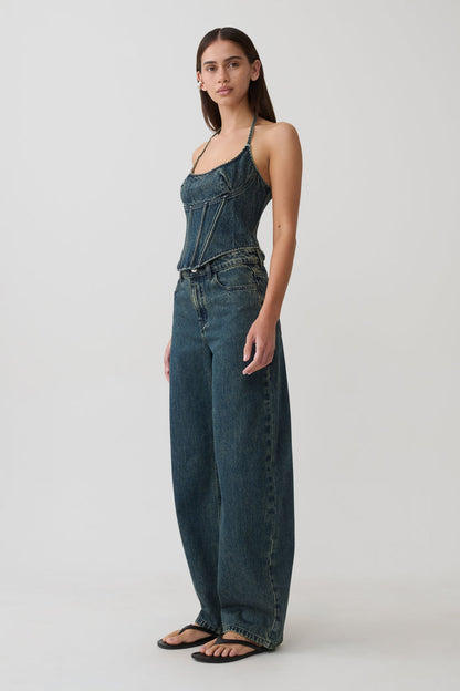 Stephanie Barrel Denim Jeans - Vintage Blue