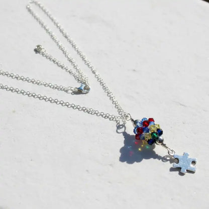 Sterling Silver Autism Awareness Crystal Barrel Necklace