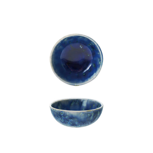 Stoneware Dish, Reactive Crackle Glaze, Blue (Each One Will Vary)