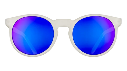 Reach for these clear, translucent circle frames with purple reflective lenses.

These amazing shades are the real deal. Super-stylish &amp; perfect for all your adventures!&nbsp; Be the envy of your friends this summer season!&nbsp;

Great sunglasses for kids (~7 years &amp; up) and adults.

POLARIZED: Glare reducing, polarized lenses with UV400 protection against UVA/UVB rays
NO Slip: Special grip coating eliminates slippage while sweating
NO Bounce: Snug and lightweight frame with a comfortable fit to pr