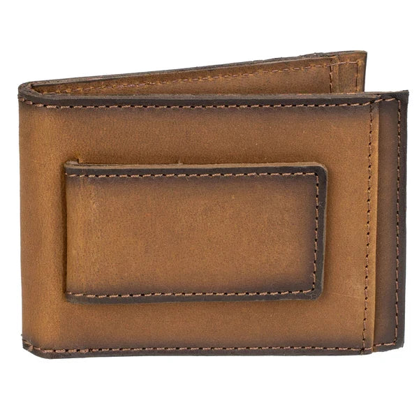 STS Ranchwear Foreman Brown Leather Money Clip Wallet