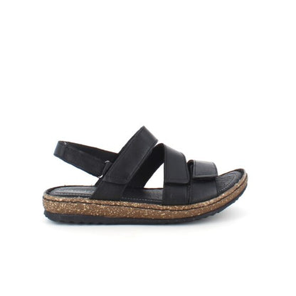 Svart skinnsandal med fyra justerbara remmar från Relaxshoe