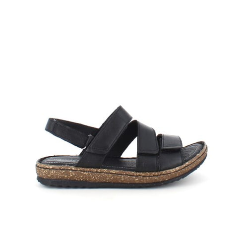 Svart skinnsandal med fyra justerbara remmar från Relaxshoe