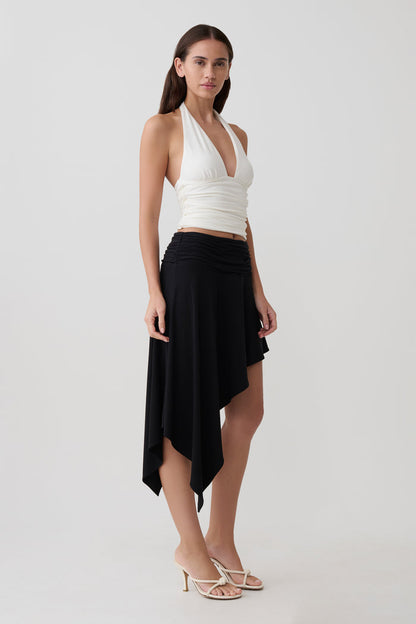 Talise Modal Hankie Midi Skirt - Black