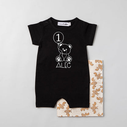 Teddy Bear Themed Slim Fit Shorts Romper