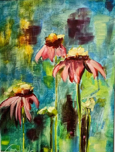 Terri Hall Print "Moody Cone Flowers".