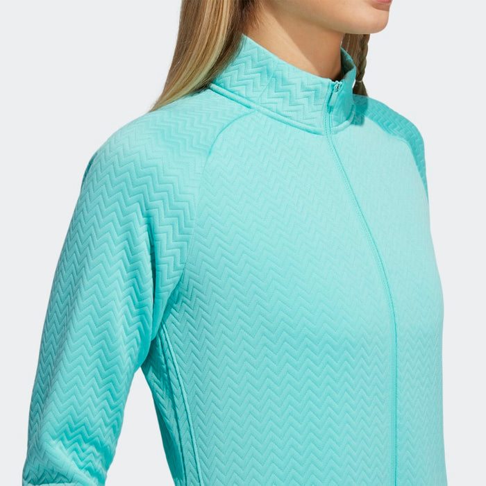 adidas TEXTURED LAYER Golf Knit Jacket | Acid Mint | Women's