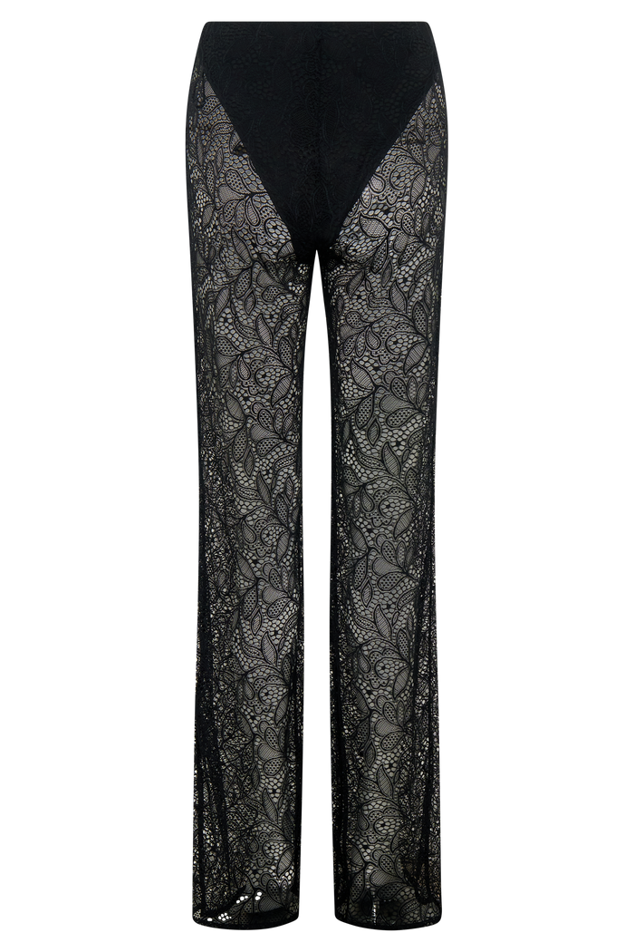 Theodosia Wide Leg Lace Pants - Black