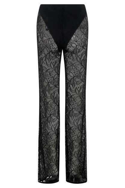 Theodosia Wide Leg Lace Pants - Black