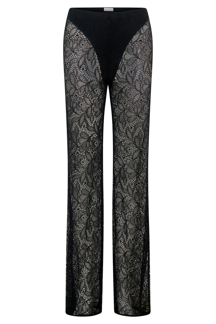 Theodosia Wide Leg Lace Pants - Black