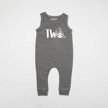 "Two" Airplane Slim Fit Second Birthday Romper