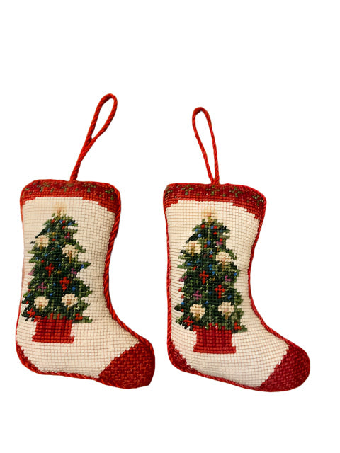 Vintage Needlepoint Christmas Ornaments.