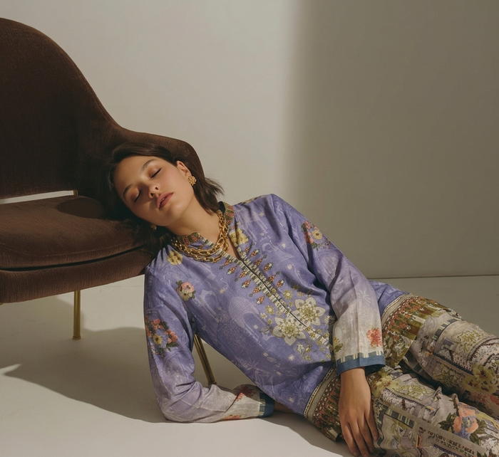 Designer Violet Satin Silk Set