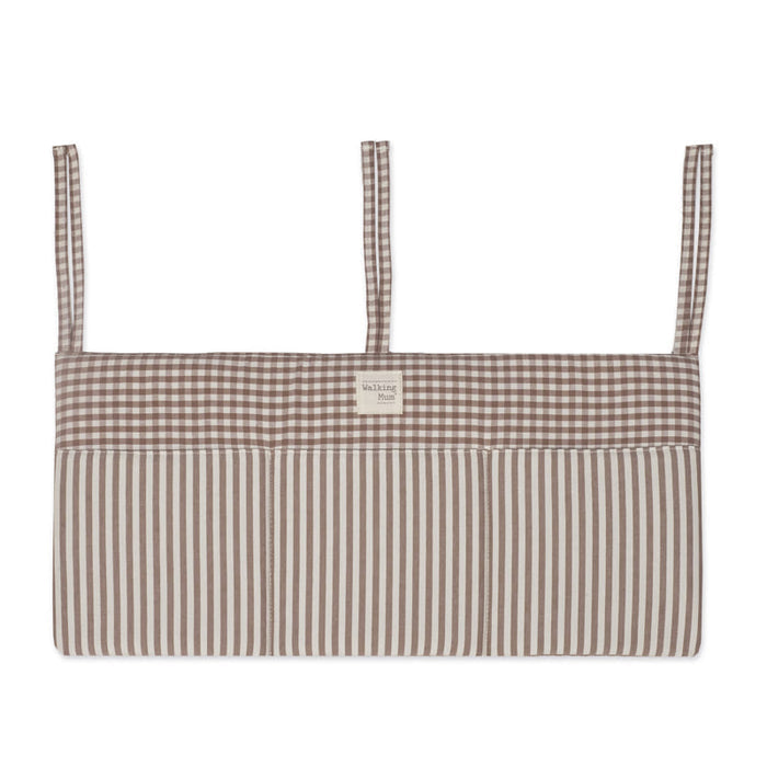 Walking Mum – Cot Organiser – Praliné Vichy & Strips Moka - Mabel & Fox