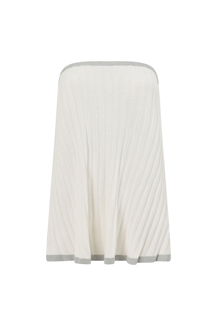White Woven Ribbed Strapless Winnie Top