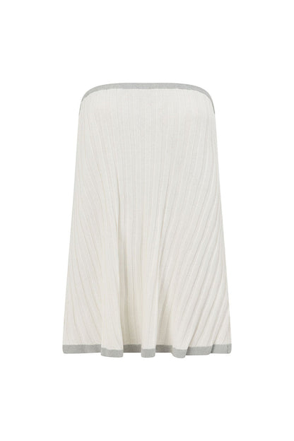 White Woven Ribbed Strapless Winnie Top