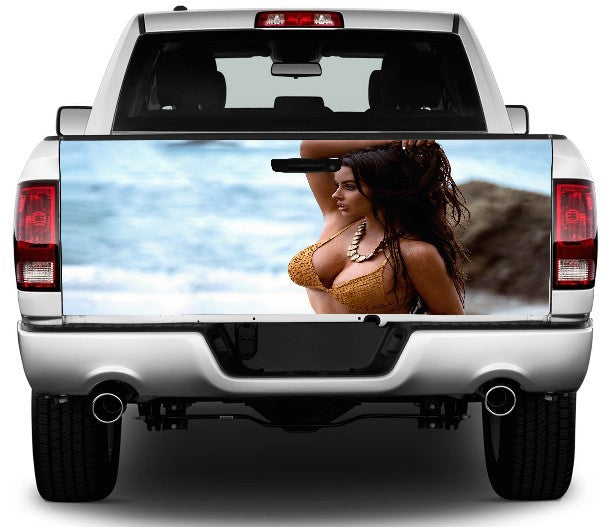 Women In A Bikini Tailgate Wrap Vinyl Graphic Decal Sticker