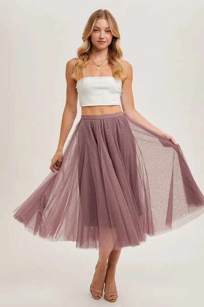 Women's Tulle Midi Skirt (Available in Three Colors)
