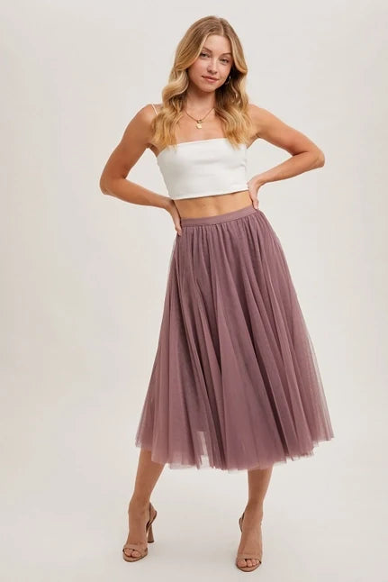 Women's Tulle Midi Skirt (Available in Three Colors)