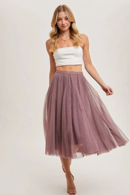 Women's Tulle Midi Skirt (Available in Three Colors)