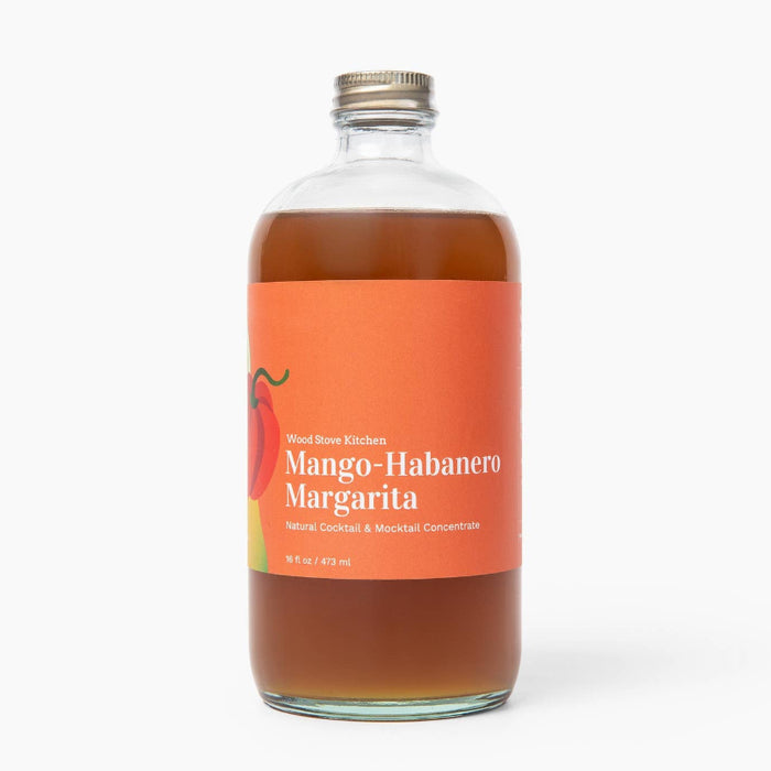Bottle of Mango Habanero Margarita on a white background