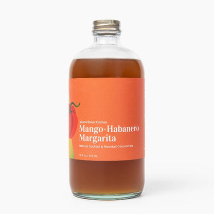 Bottle of Mango Habanero Margarita on a white background