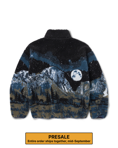 PRESALE Shop Yosemite Night Views Full Zip High Pile Fleece Inspired by Yosemite NP | black