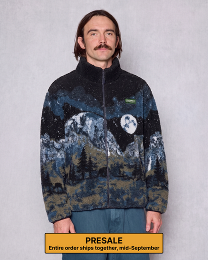 PRESALE Shop Yosemite Night Views Full Zip High Pile Fleece Inspired by Yosemite NP | black